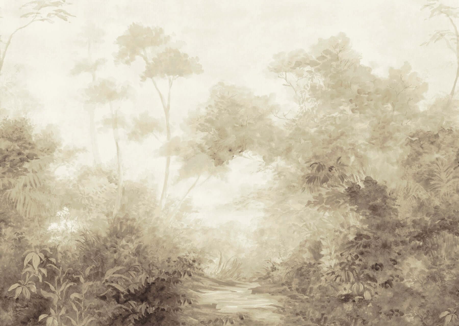 Woodlands Mural Wall Mural- Sepia