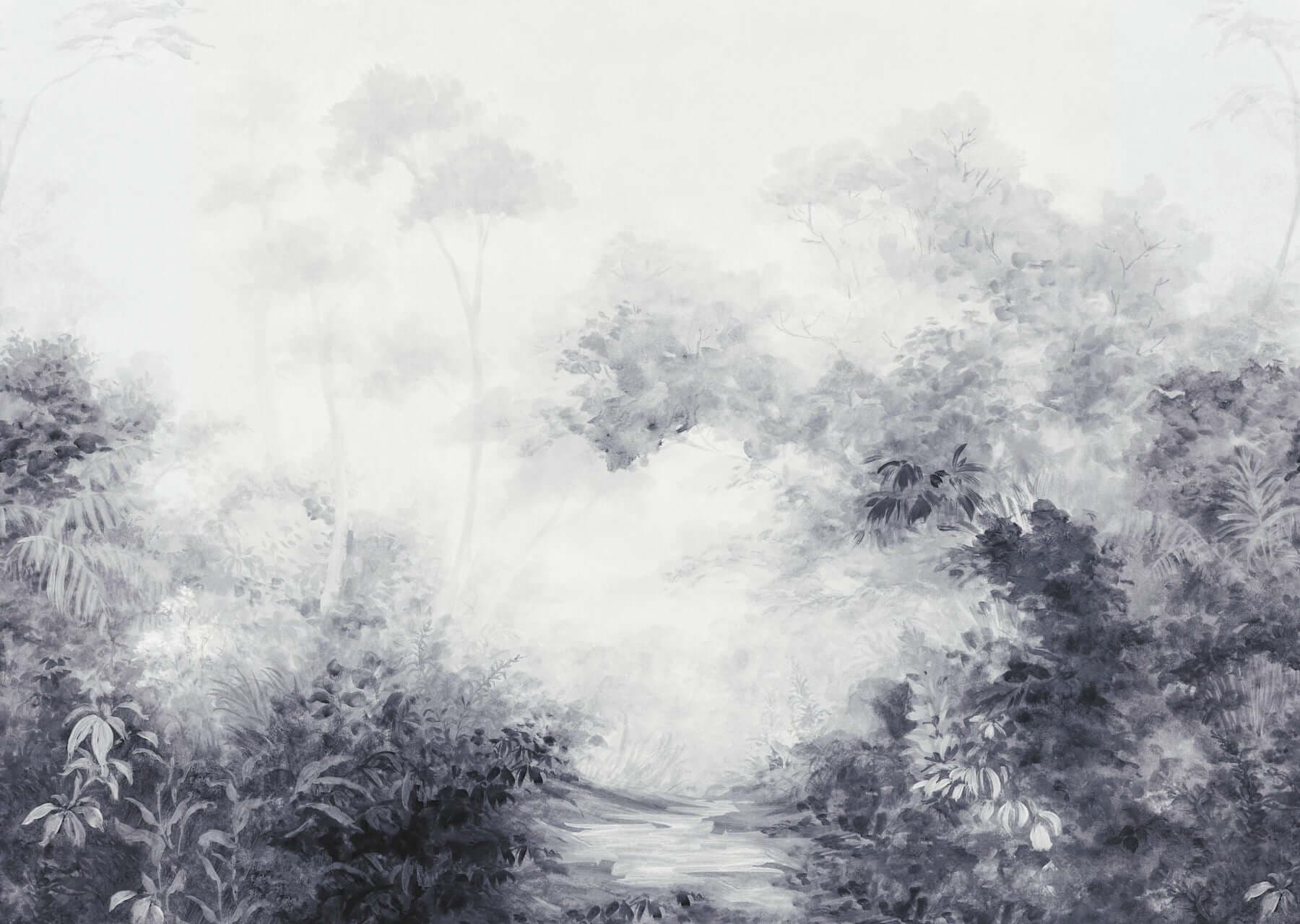 Woodlands Mural Wall Mural- Black And White