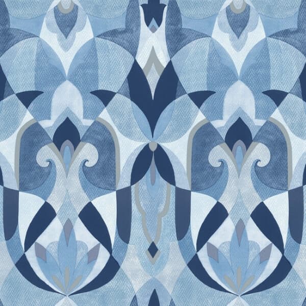 Malta Wallpaper- Blue/Silver