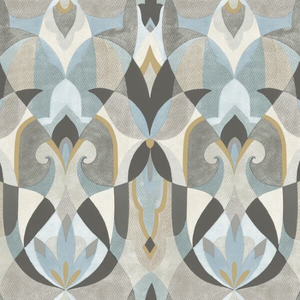 Malta Wallpaper- Neutral/Blue/Gold