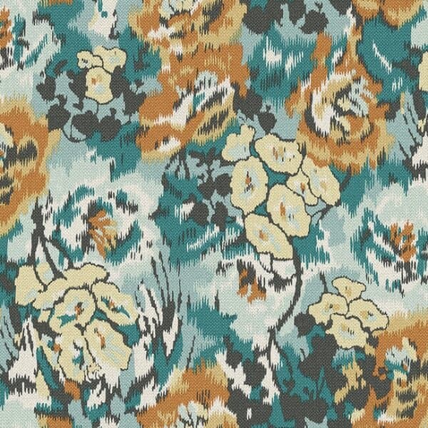 Flower Pot Wallpaper- Teal/Orange/Multi