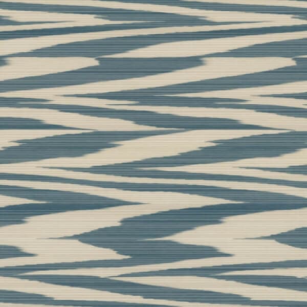 Flamed Zig Zag Wallpaper- Blue/Cream