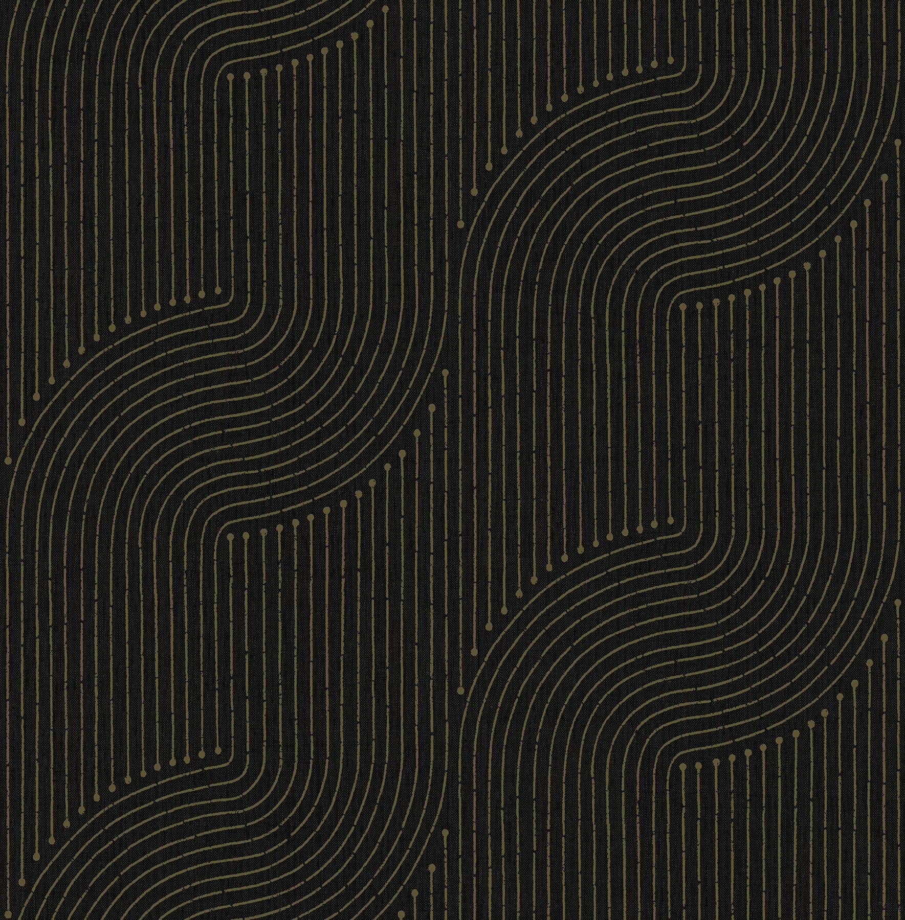 Braddock Rhythmic Flow Black Wallpaper