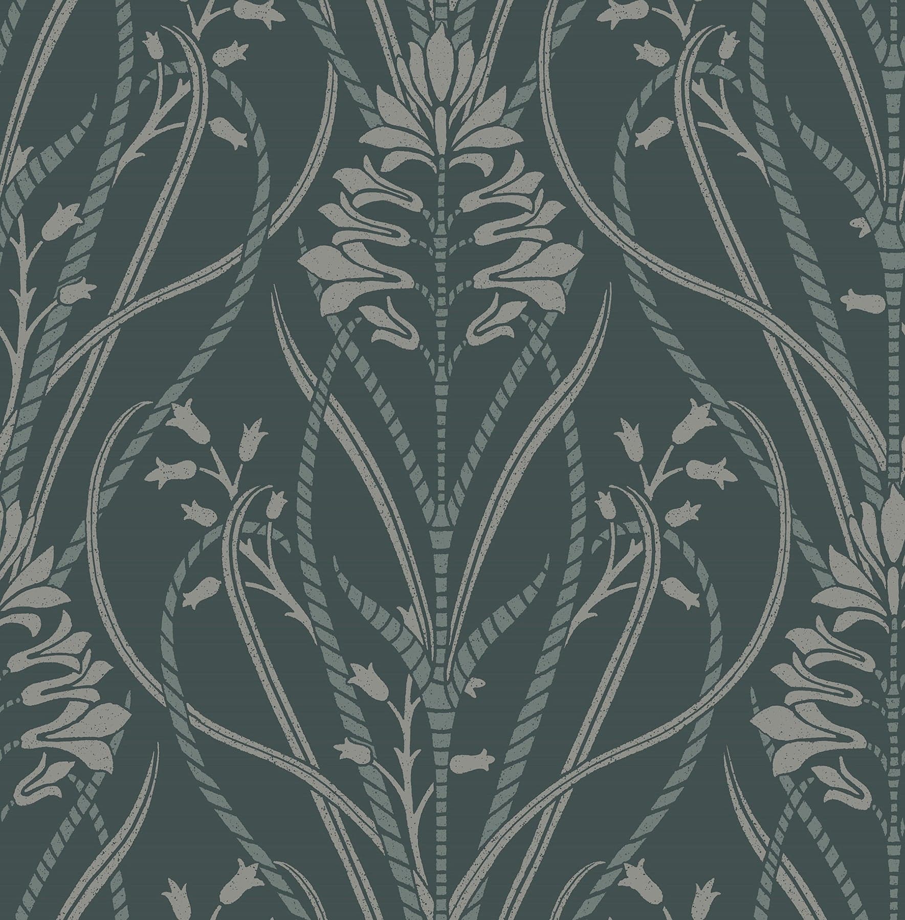 Rosalind Iris Damask Teal Wallpaper
