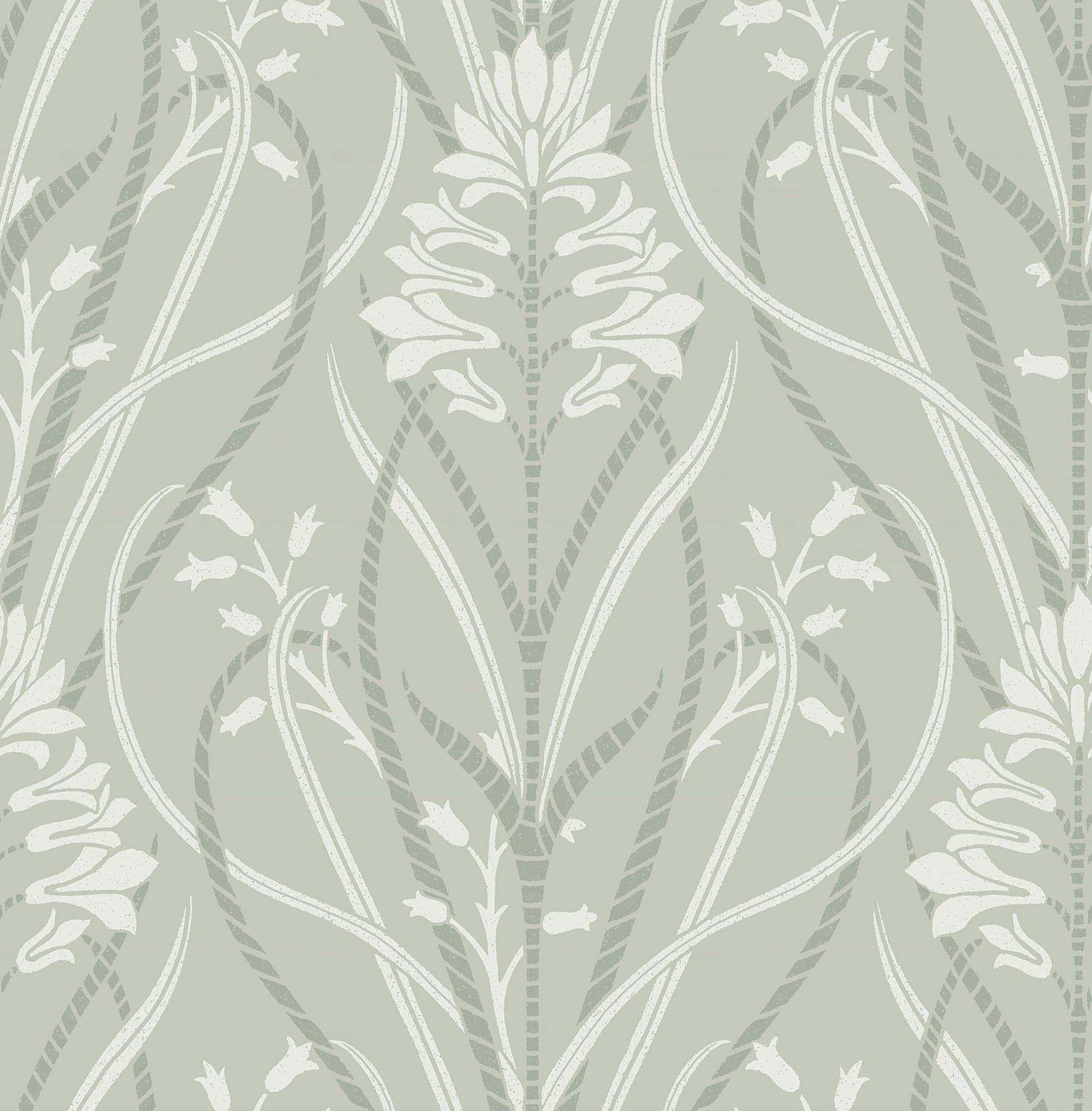 Rosalind Iris Damask Sage Wallpaper