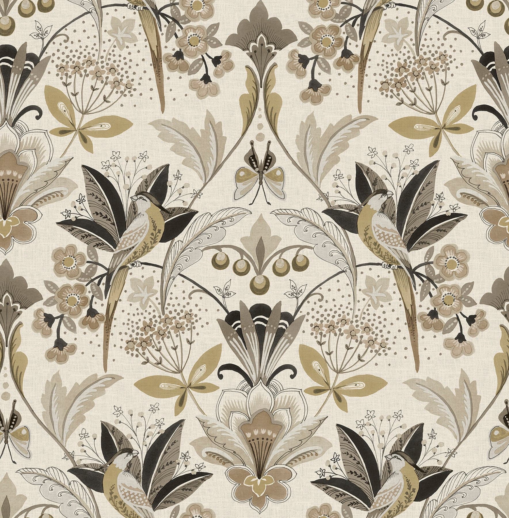 Bernadette Garden Wilderness Black Wallpaper