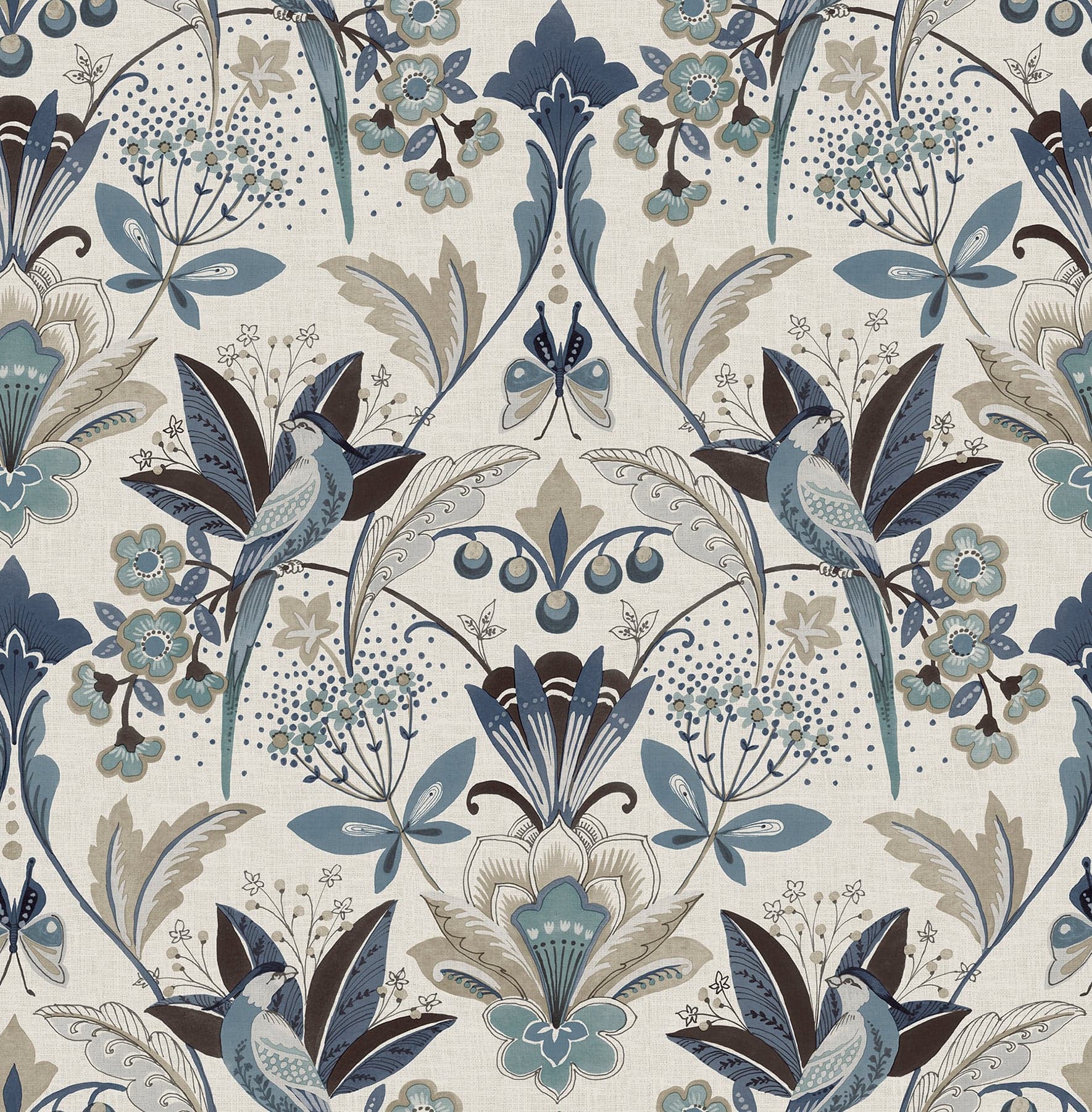 Bernadette Garden Wilderness Blue Wallpaper
