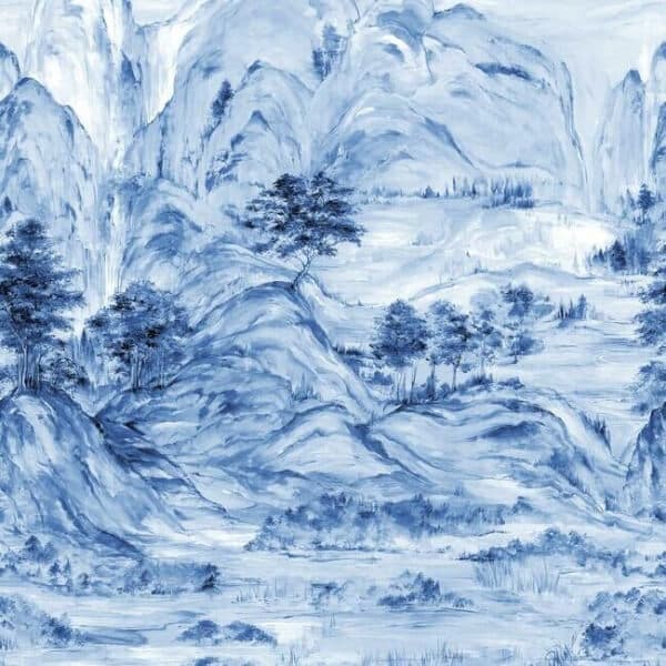 Misty Mountain Wall Mural- Blue