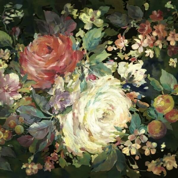 Impressionist Floral Wall Mural- Red/Black