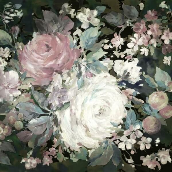 Impressionist Floral Wall Mural- Pink/Soft Black