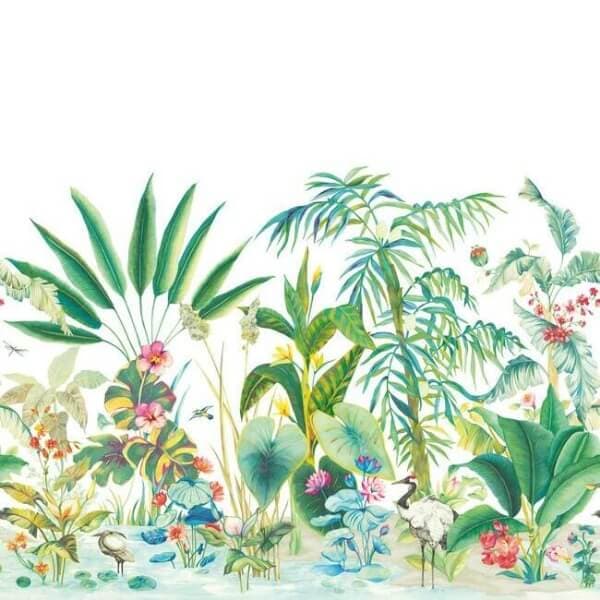 Tropical Panoramic Wall Mural- White