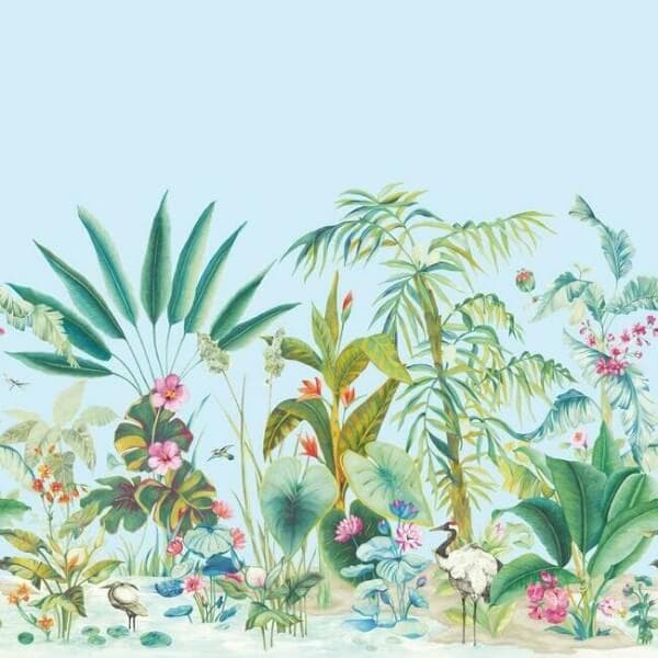 Tropical Panoramic Wall Mural- Blue