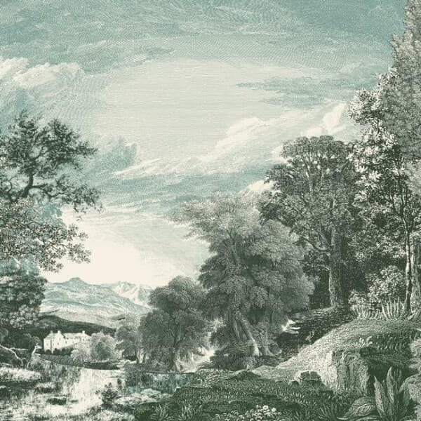 Provincial Scenic Wall Mural- Teal