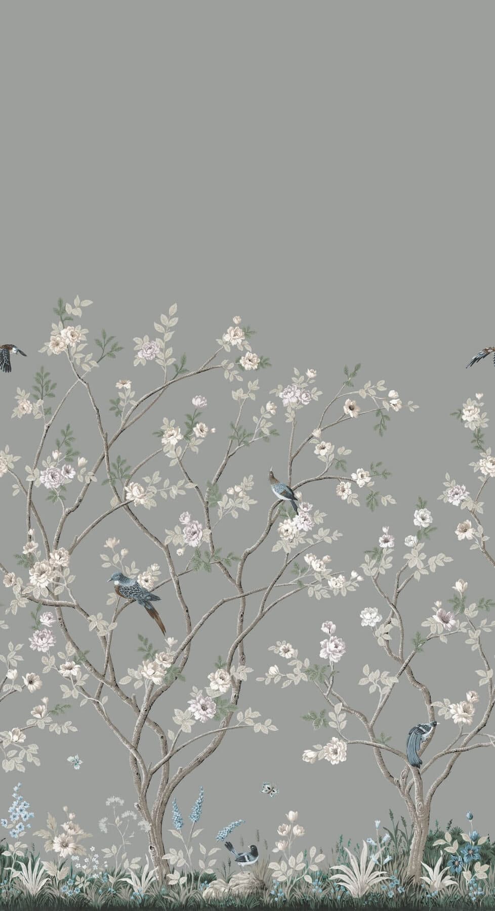Lingering Garden Wallpaper Mural- Grey