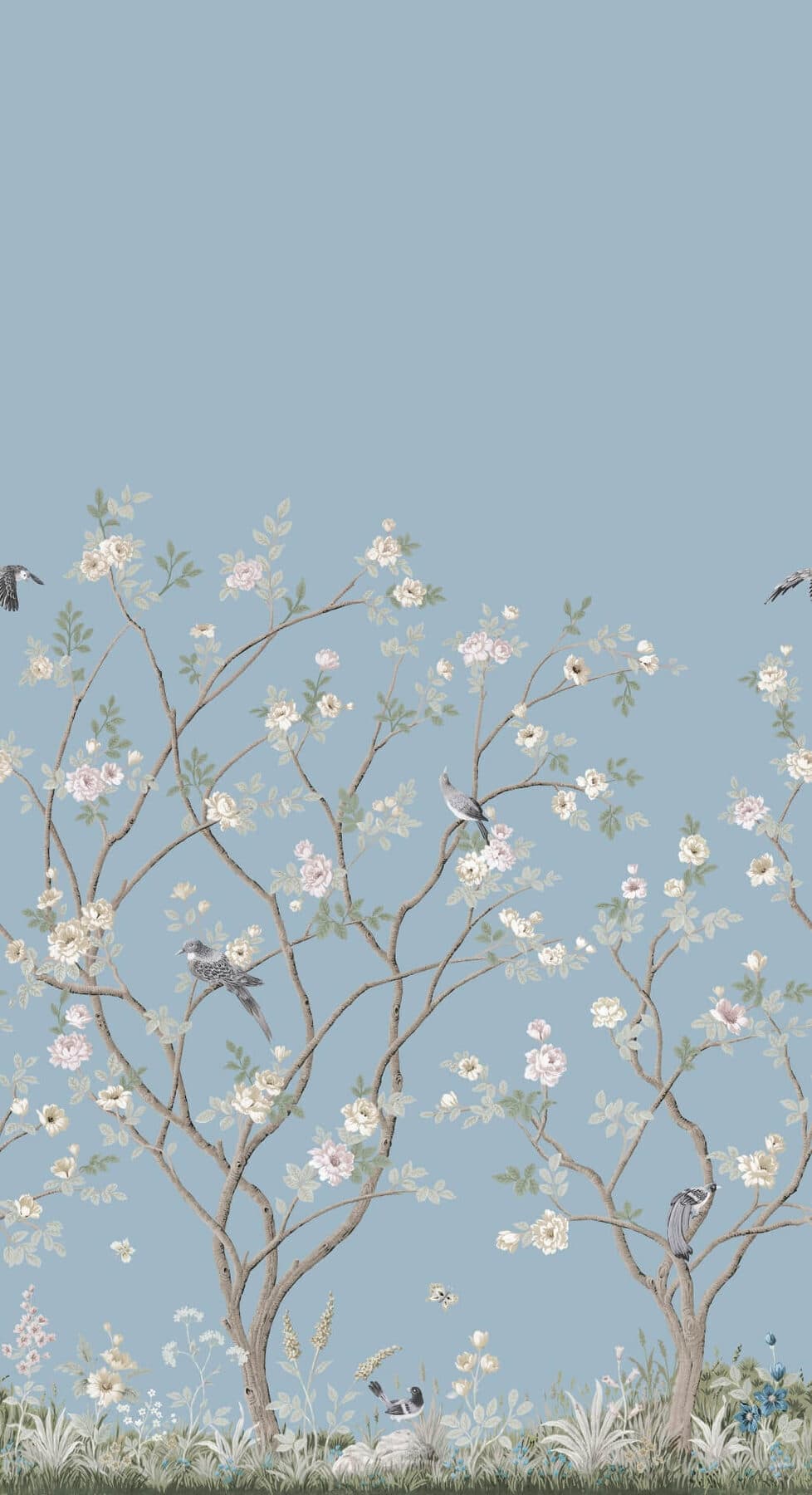 Lingering Garden Wallpaper Mural- Sky Blue