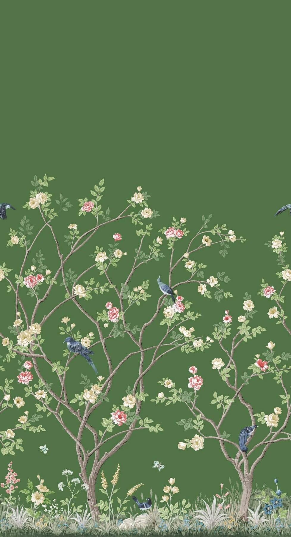 Lingering Garden Wallpaper Mural- Green