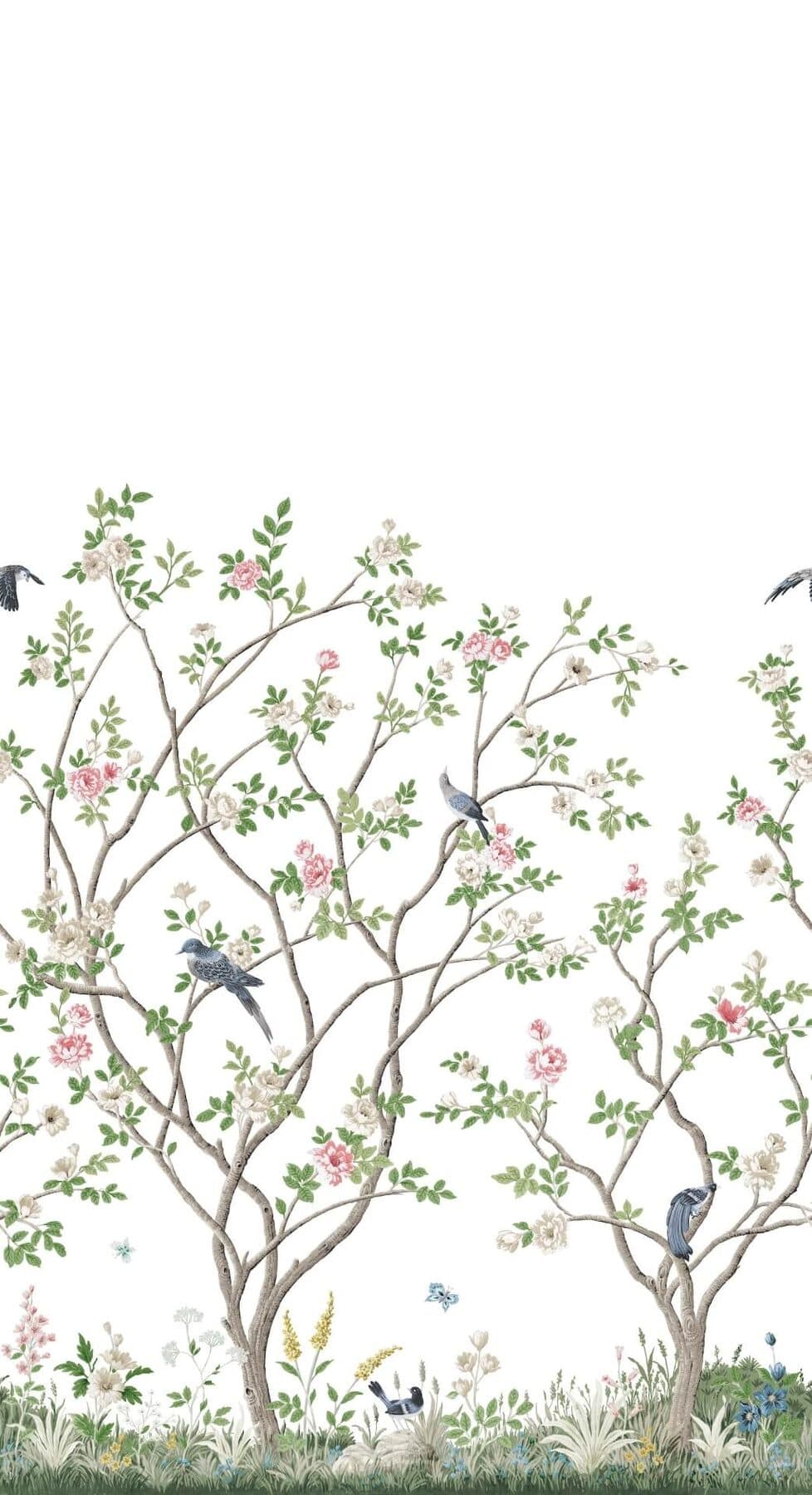 Lingering Garden Wallpaper Mural- White