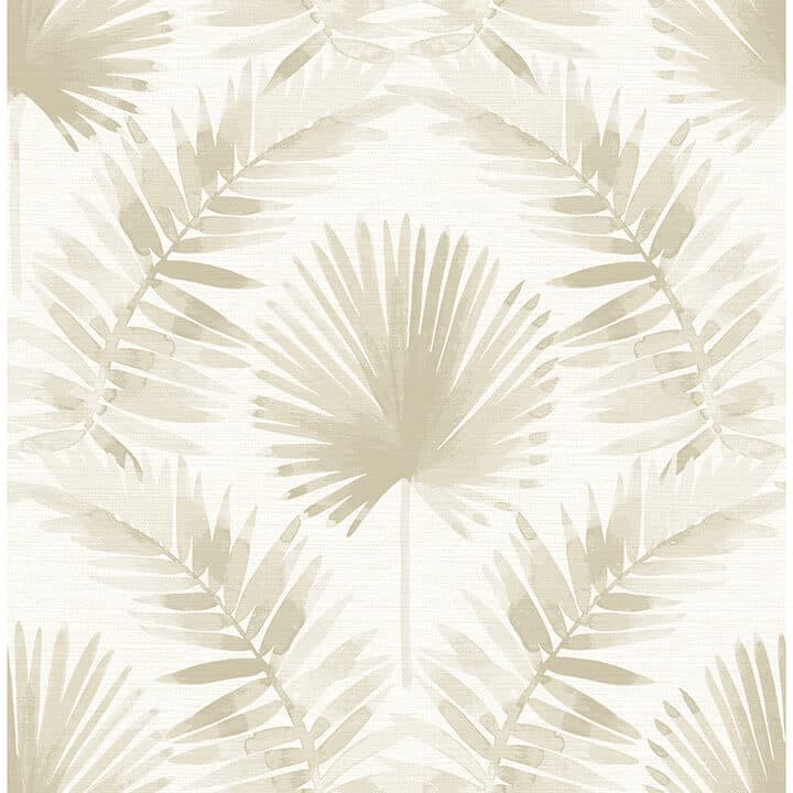Calla Taupe Painted Palm Wallpaper