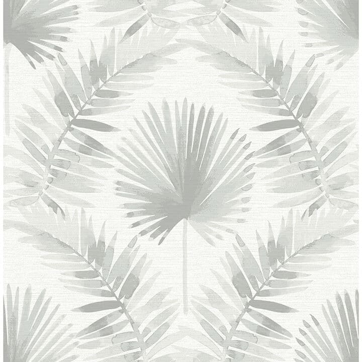 Calla Grey Painted Palm Wallpaper