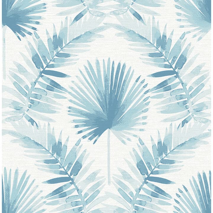 Calla Blue Painted Palm Wallpaper