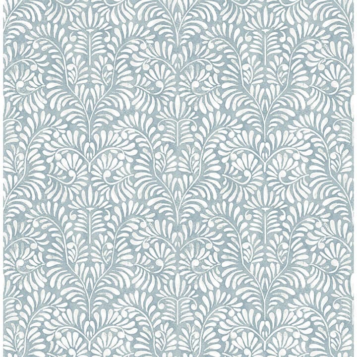 Elma Sky Blue Fiddlehead Wallpaper