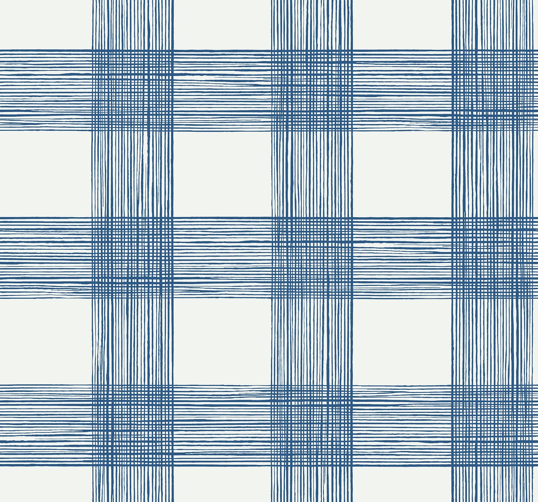 Scarborough Striated Plaid Indigo Wallpaper