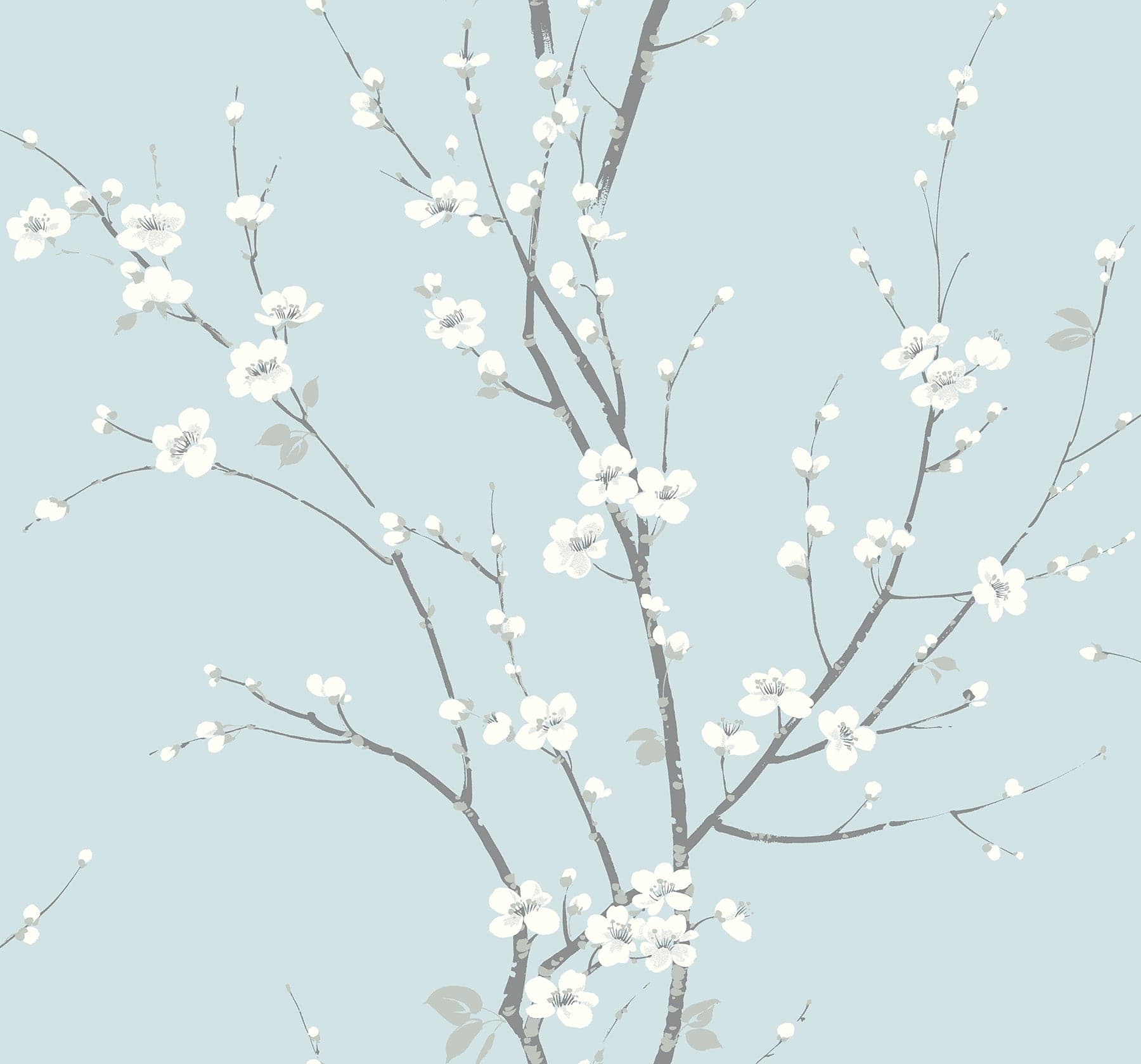 Monterey Floral Branch Sky Blue Wallpaper