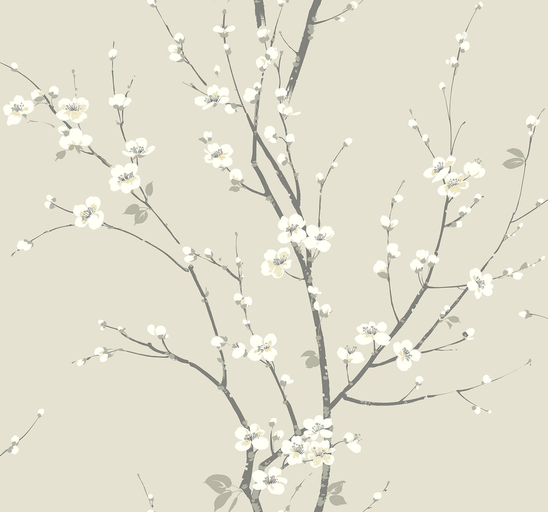 Monterey Floral Branch Ivory Wallpaper