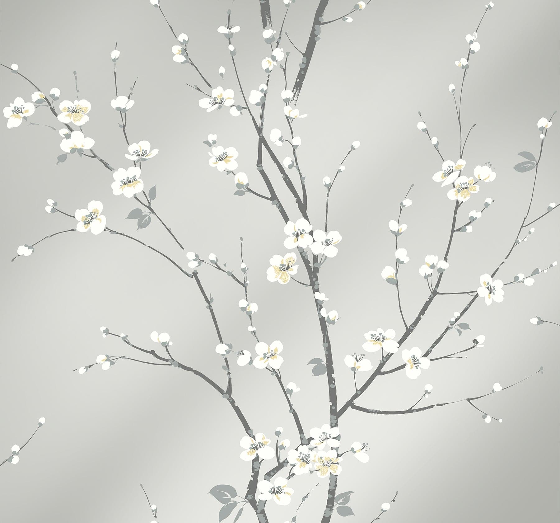 Monterey Floral Branch Silver Wallpaper