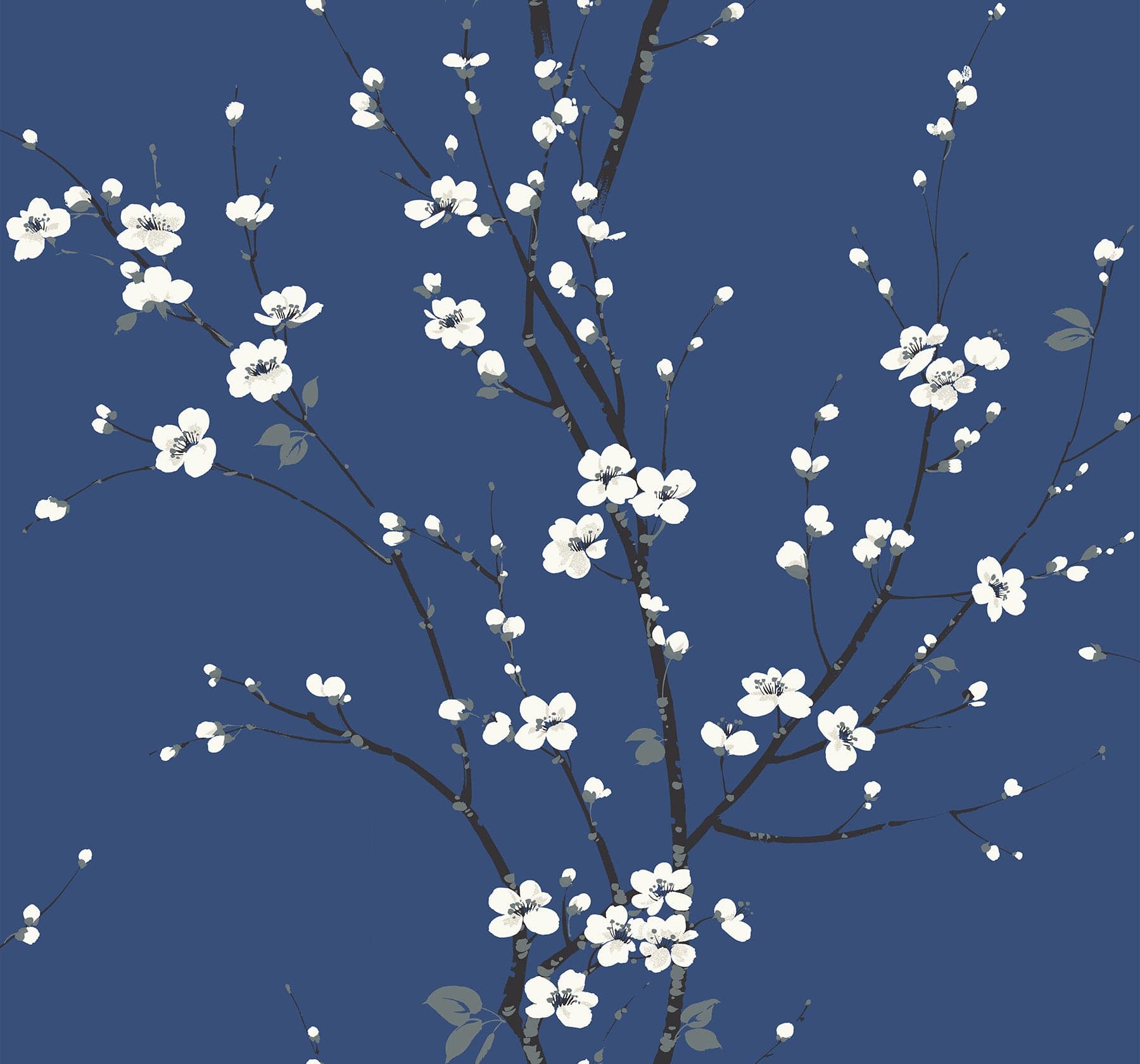 Monterey Floral Branch Cobalt Wallpaper