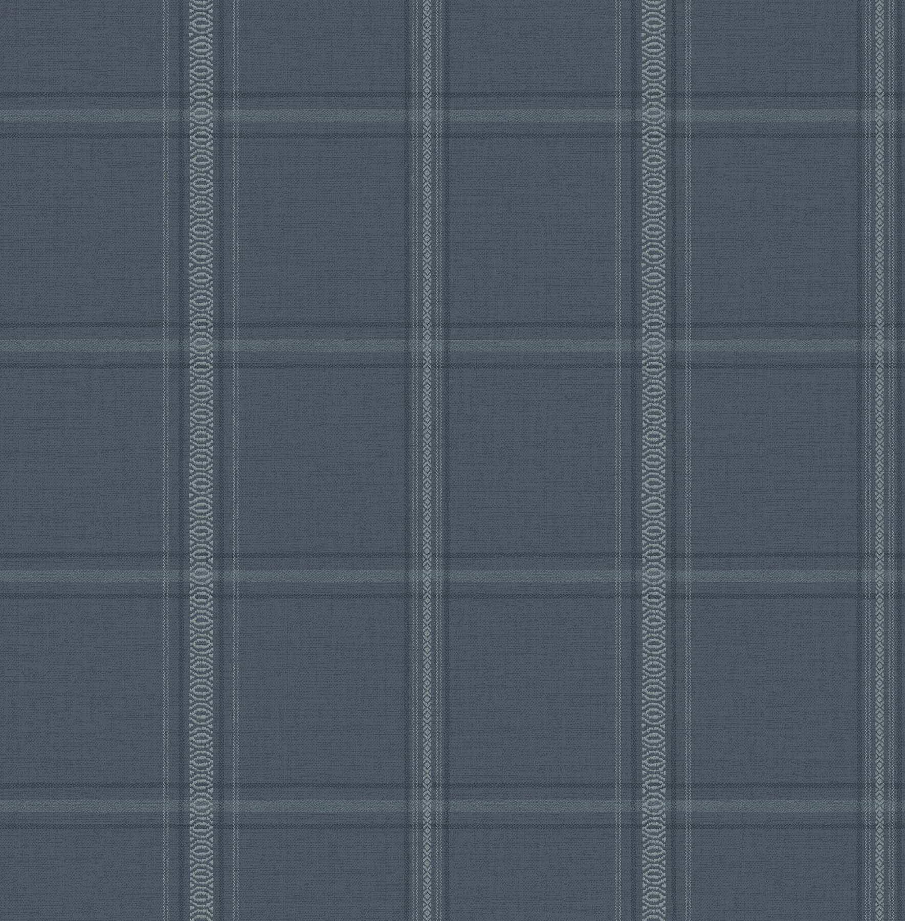 Auberge Dark Blue Plaid Wallpaper