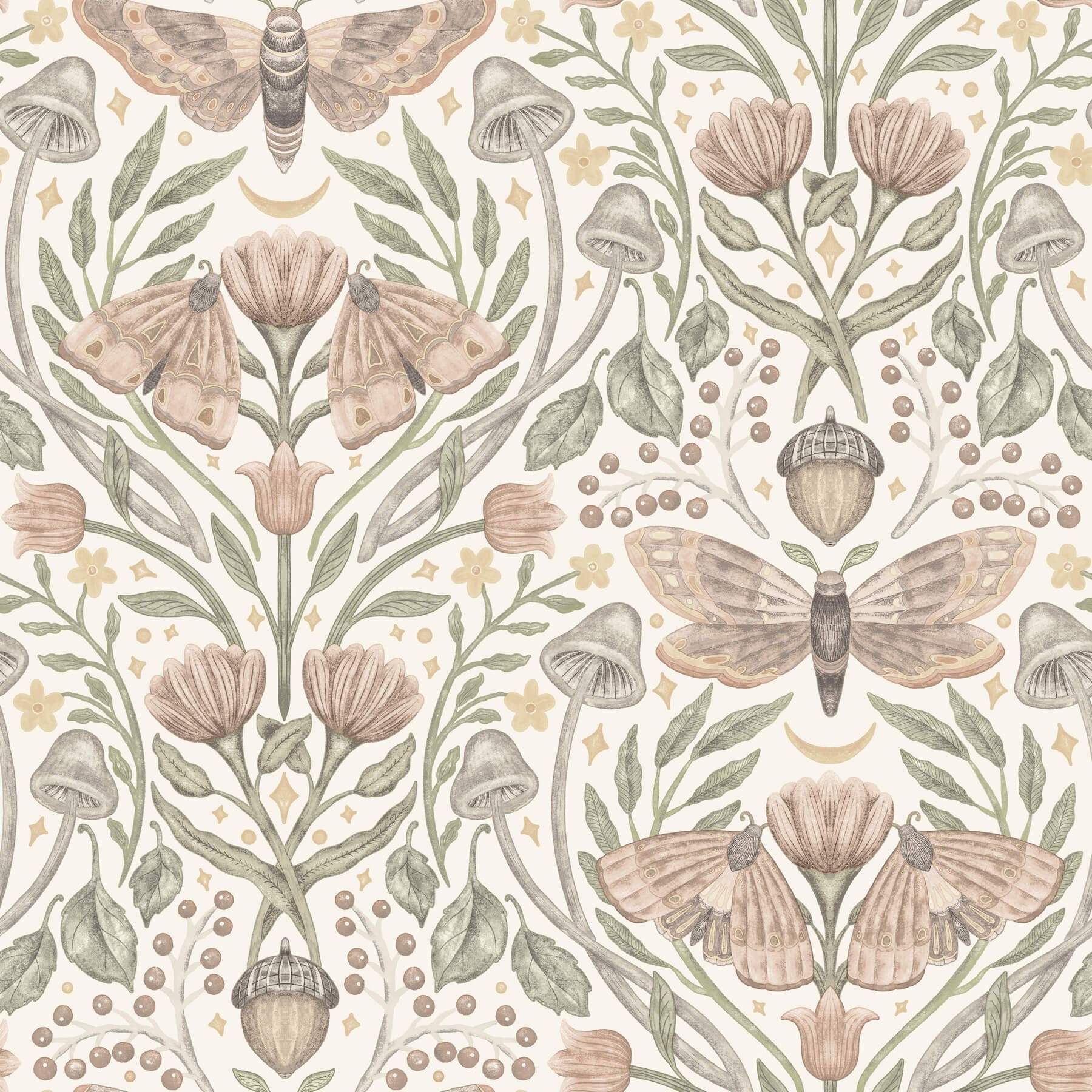 Mystic Moth Blush Forest Magic Wallpaper