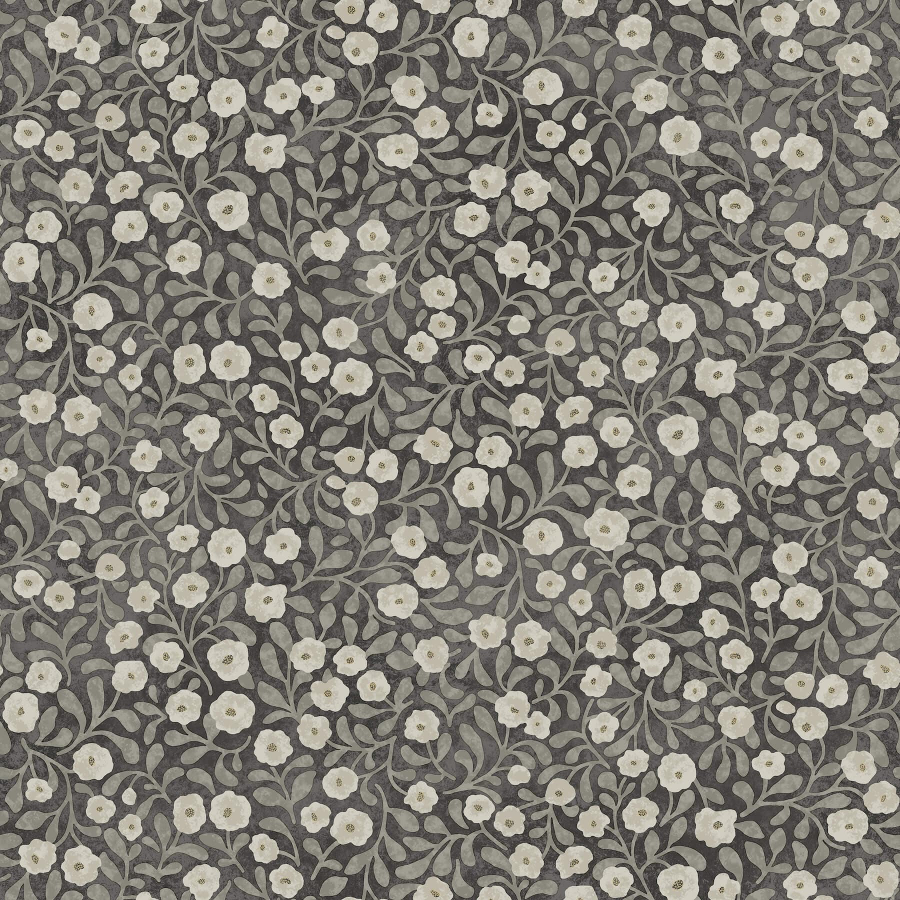 Poppy Trail Black Floral Wallpaper