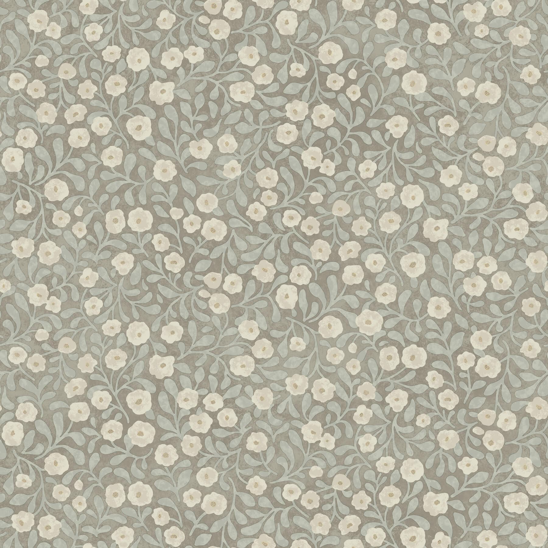 Poppy Trail Aqua Floral Wallpaper