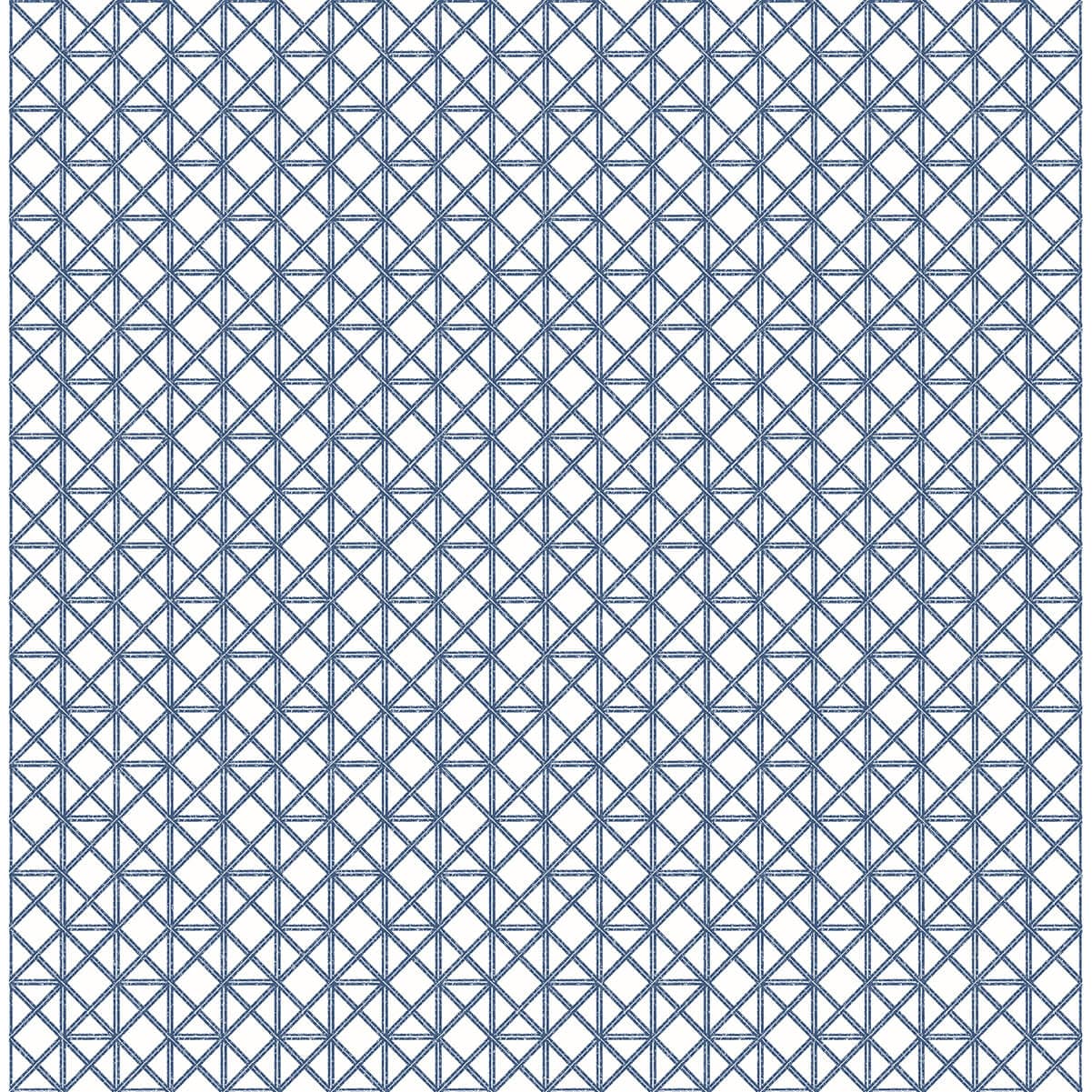 Lisbeth Blue Geometric Lattice Wallpaper