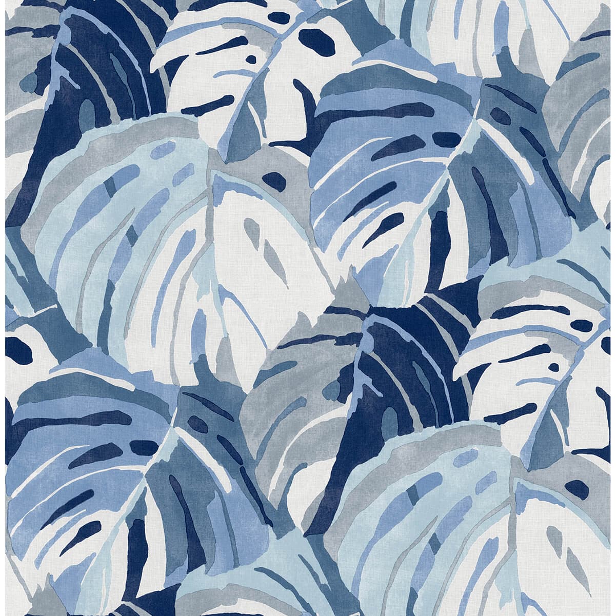 Samara Blue Monstera Leaf Wallpaper