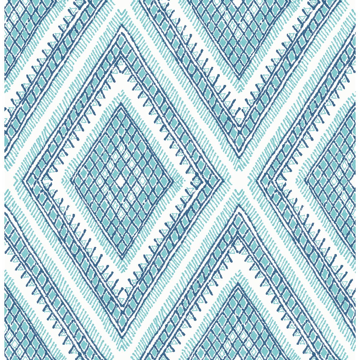 Zaya Blue Tribal Diamonds Wallpaper