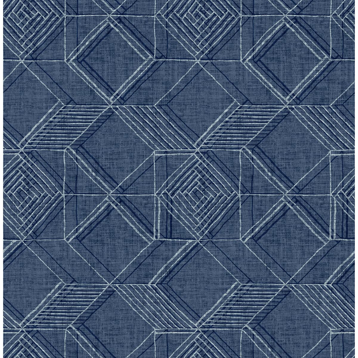 Moki Blue Lattice Geometric Wallpaper