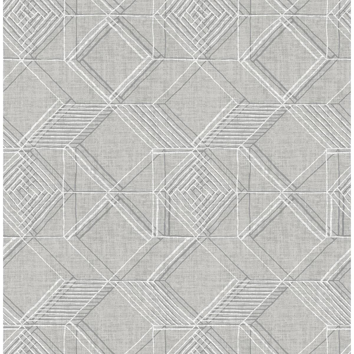 Moki Grey Lattice Geometric Wallpaper
