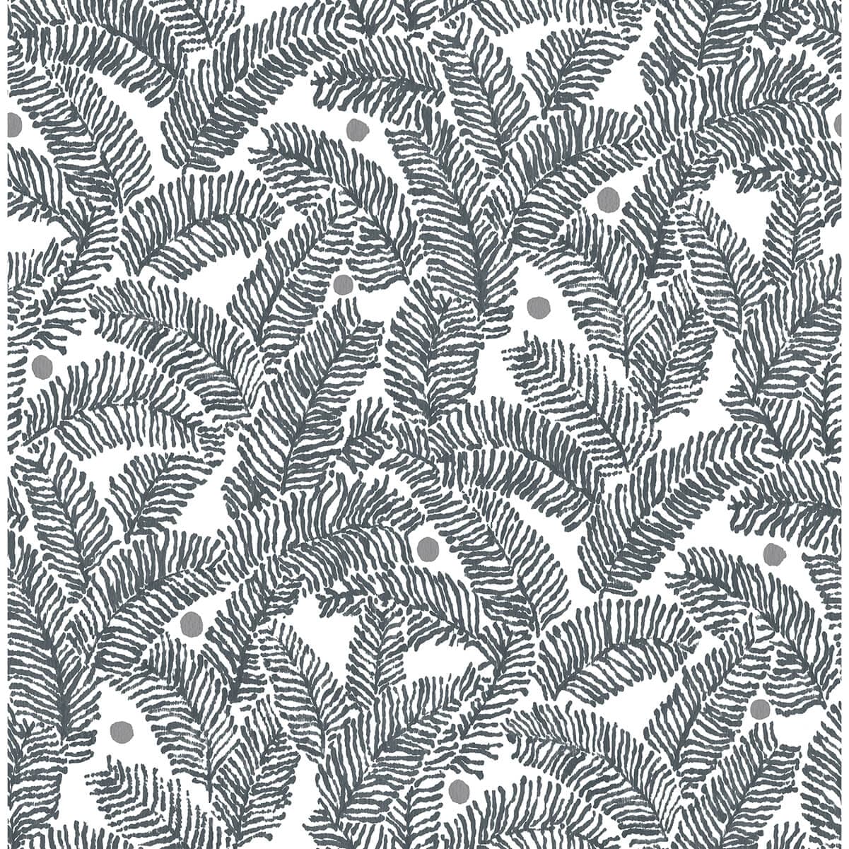 Athina Grey Fern Wallpaper