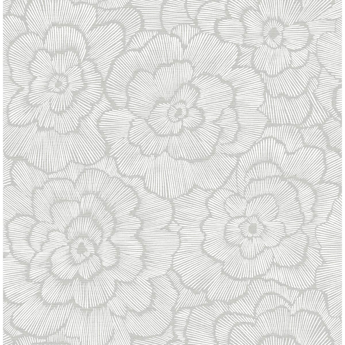 Periwinkle Light Grey Textured Floral Wallpaper