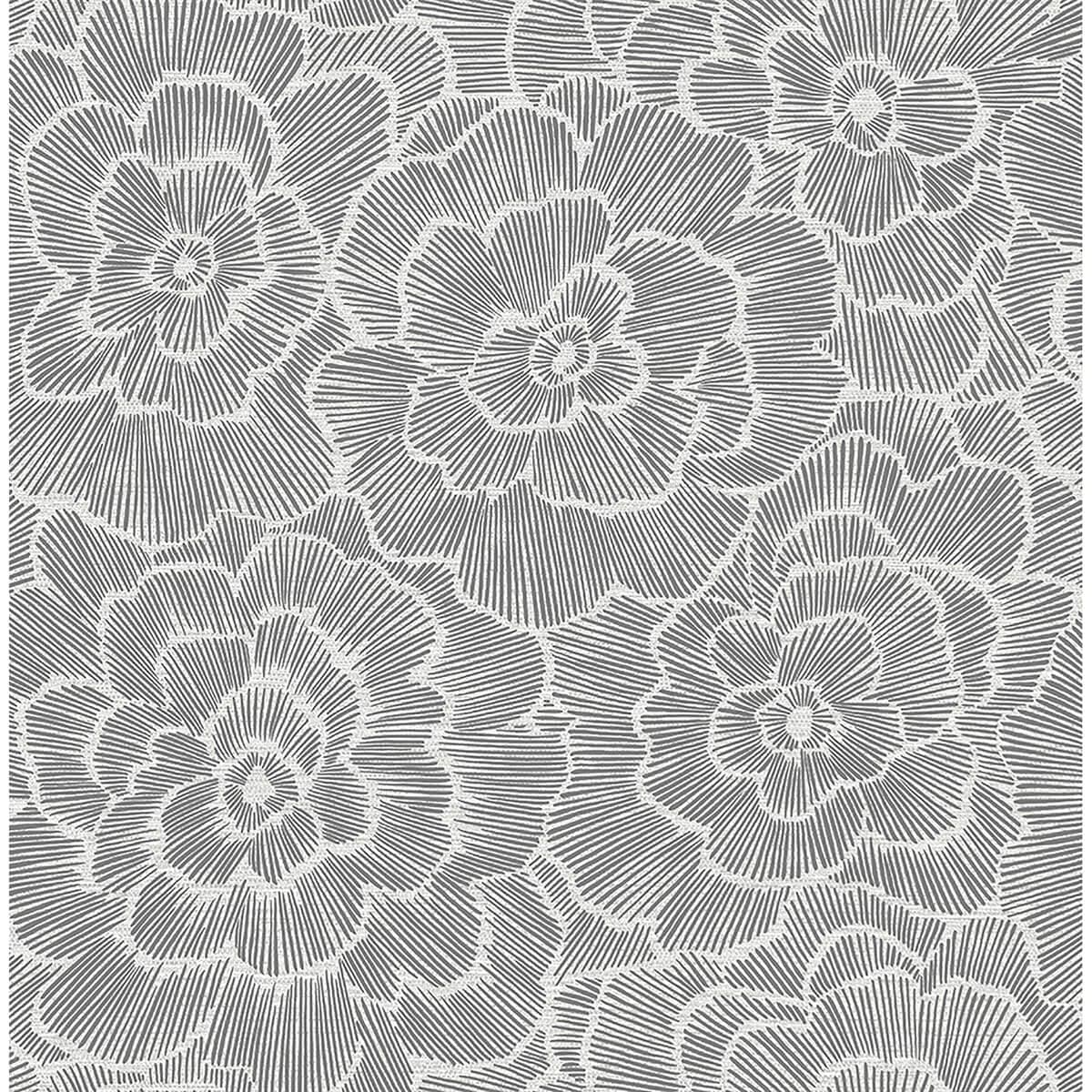 Periwinkle Grey Textured Floral Wallpaper