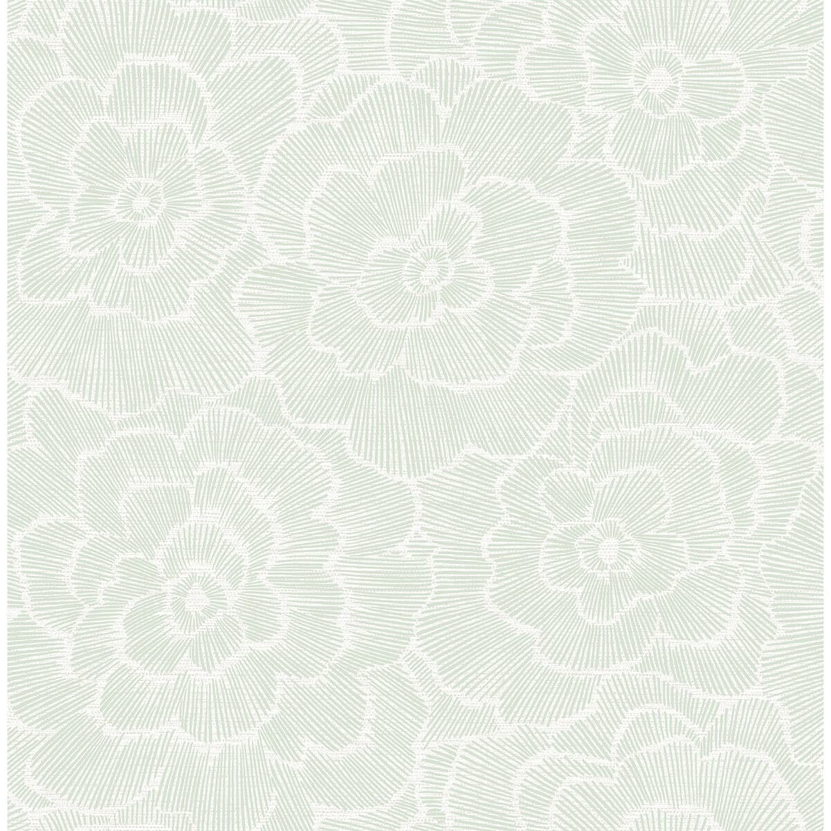 Periwinkle Green Textured Floral Wallpaper