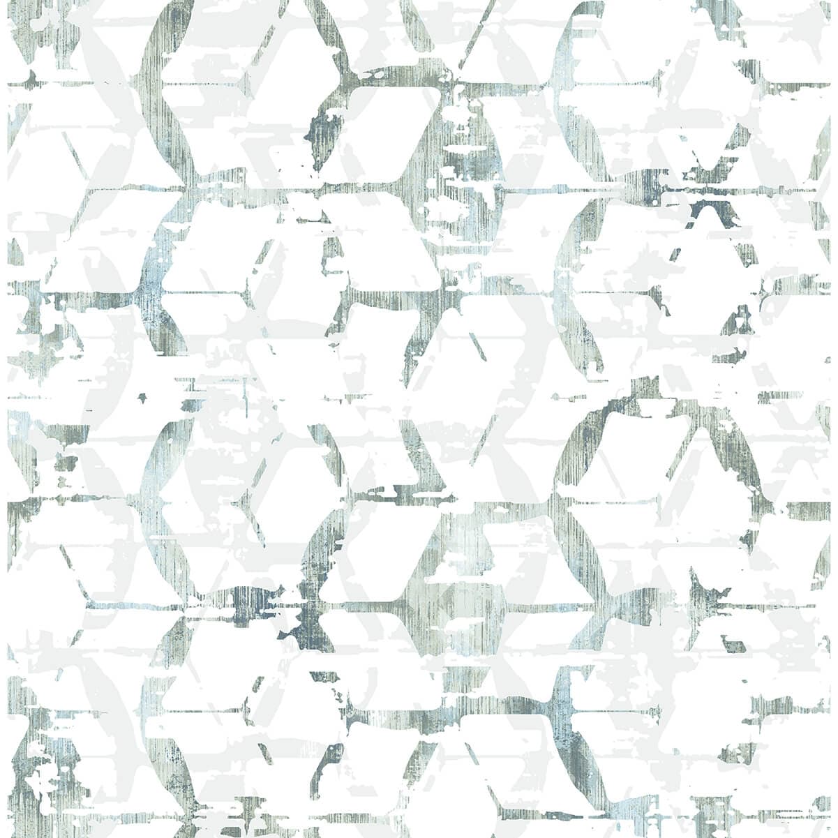 Augustine Slate Distressed Geometric Wallpaper