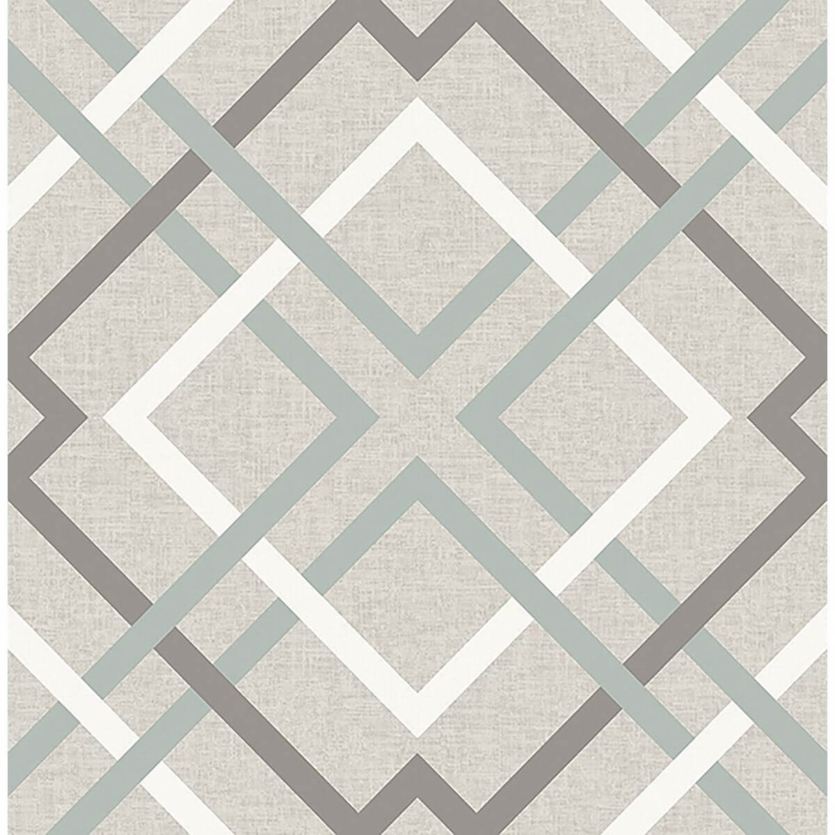 Saltire Emile Taupe Lattice Wallpaper