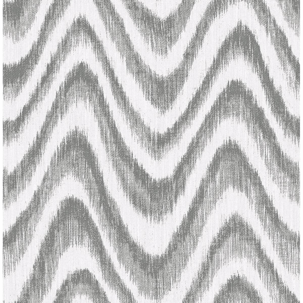 Bargello Grey Faux Grasscloth Wave Wallpaper