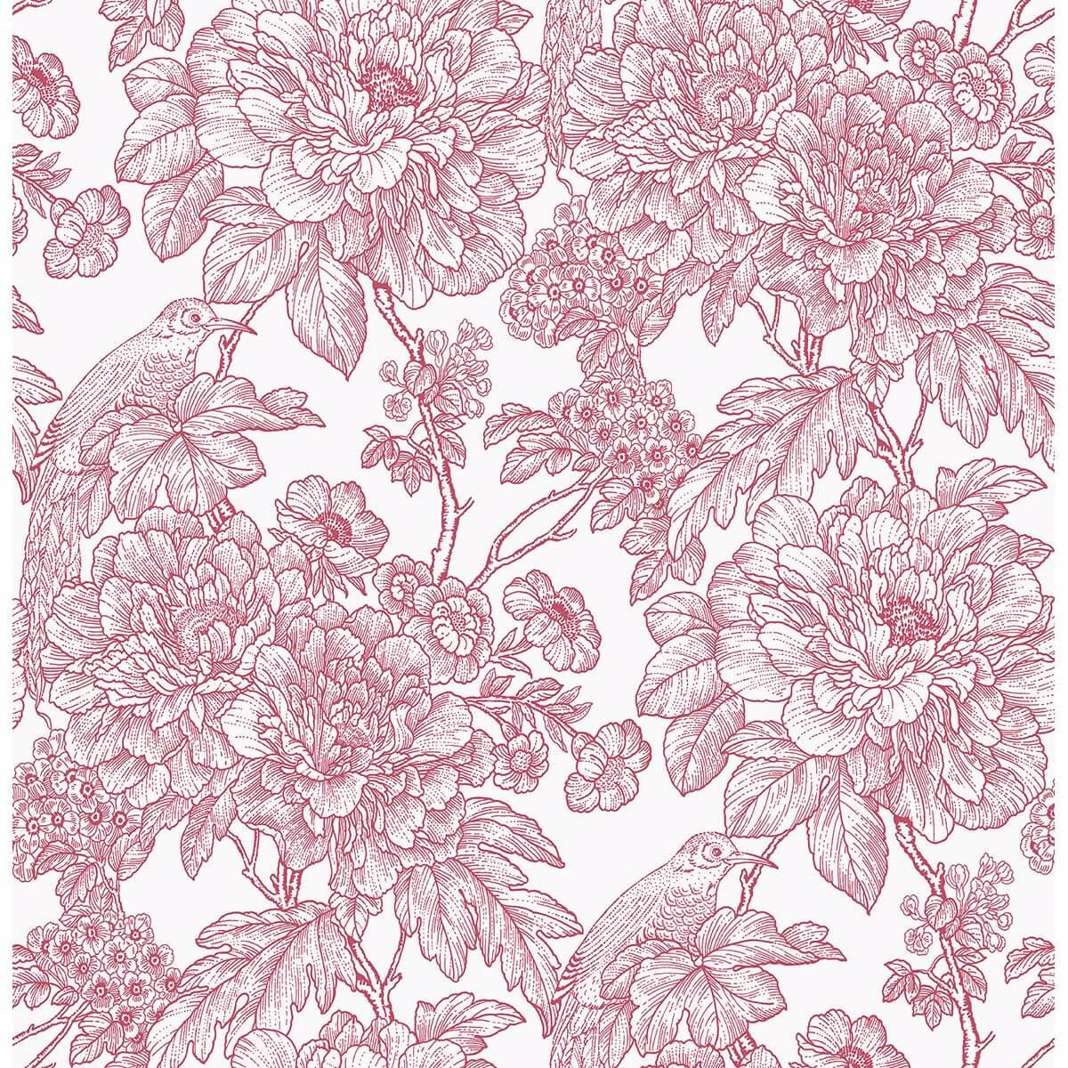 Birds of Paradise Breeze Red Floral Wallpaper