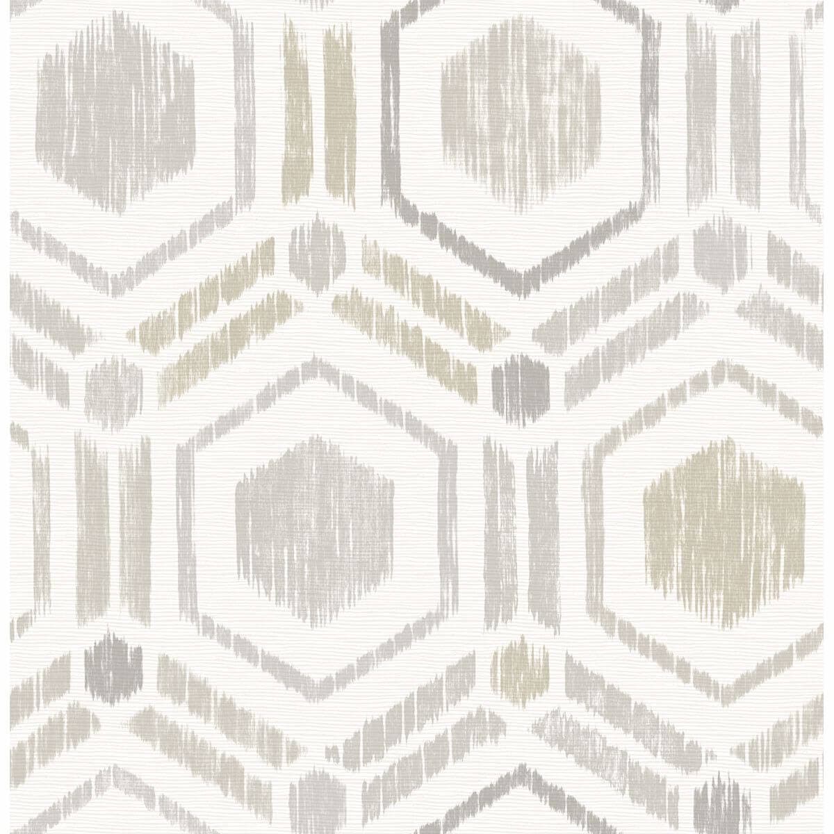 Borneo Light Grey Geometric Grasscloth Wallpaper