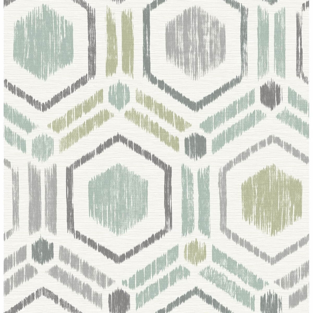 Borneo Light Green Geometric Grasscloth Wallpaper