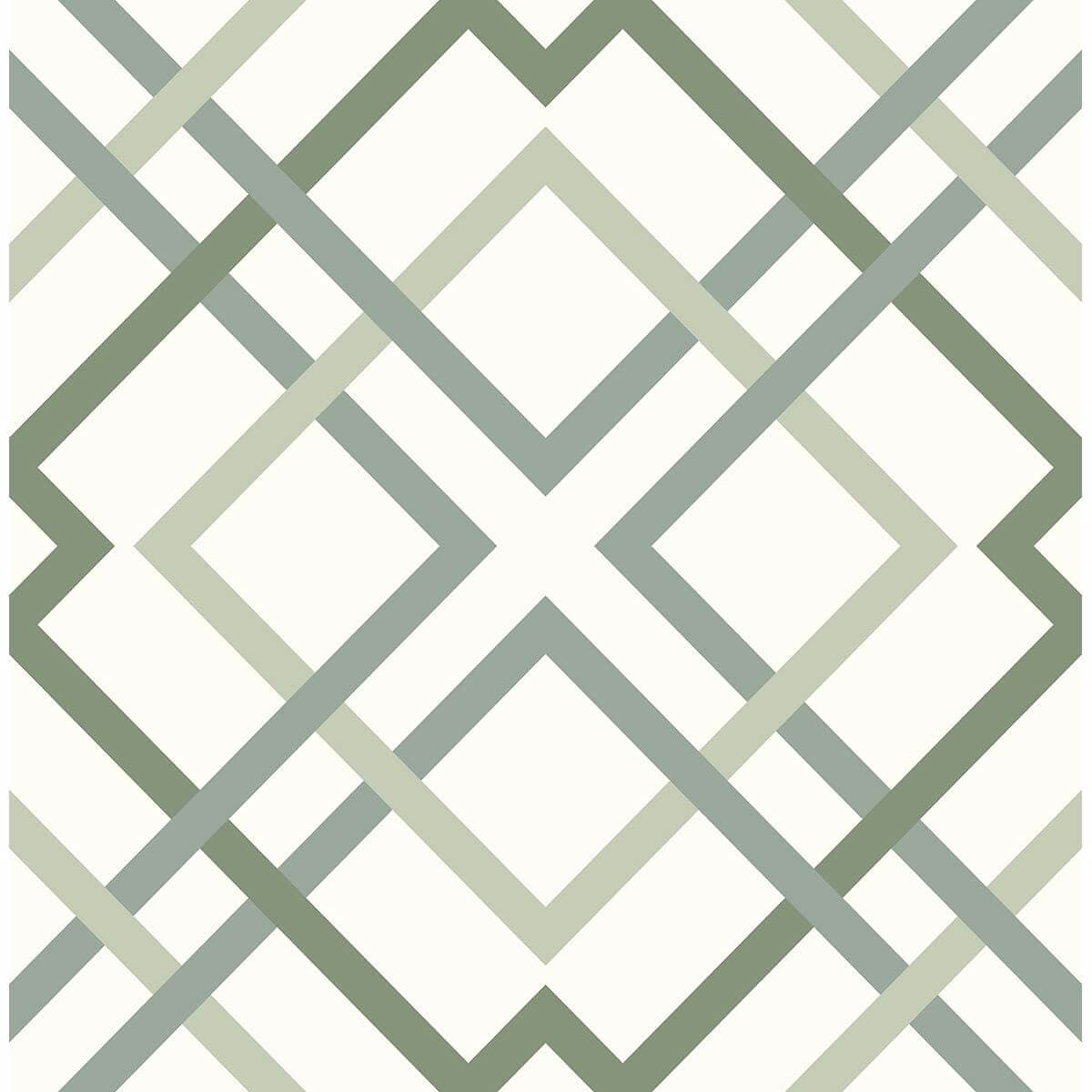 Saltire Emile Green Lattice Wallpaper